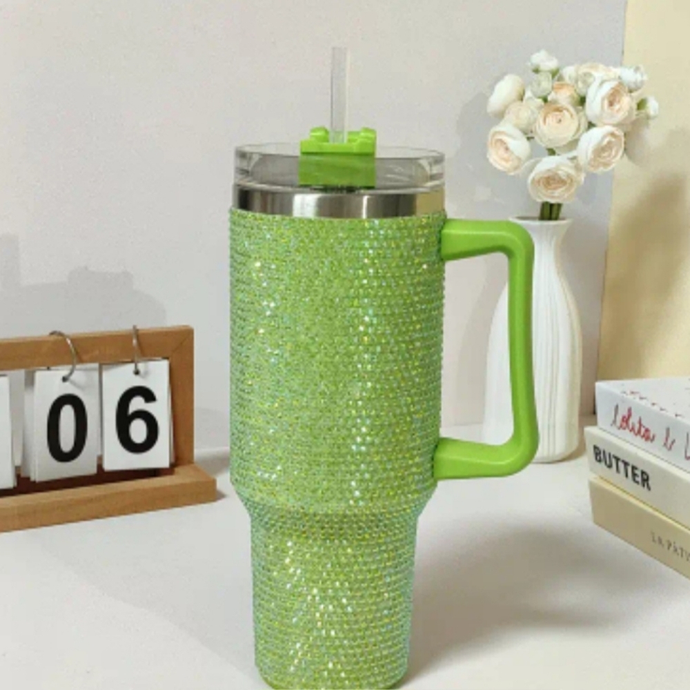 40oz Rhinestone Tumbler with Handle And Straw Pick You Color